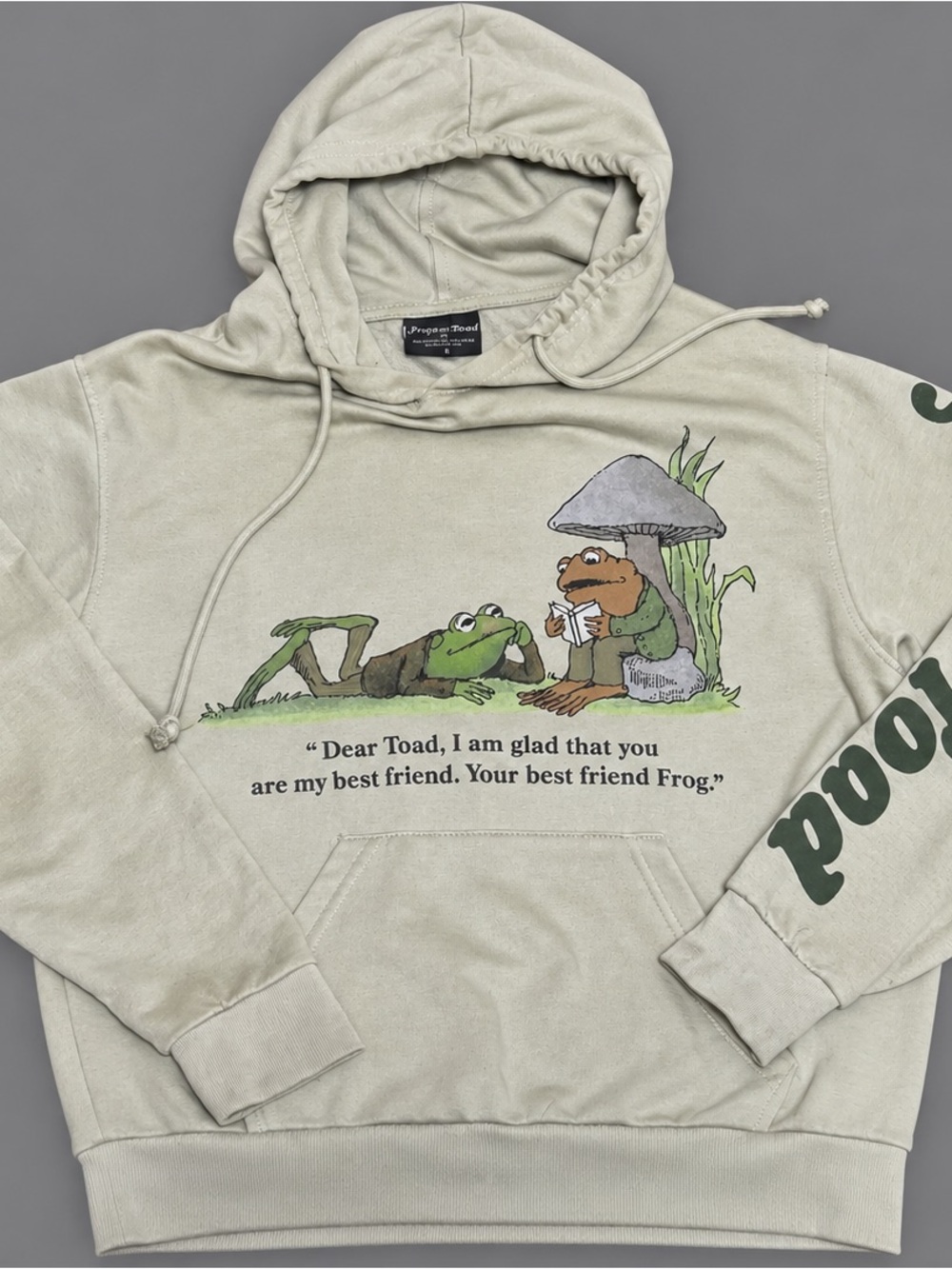 Frog and Toad Hoodie Size S Best Friend Beige Graphic Pullover